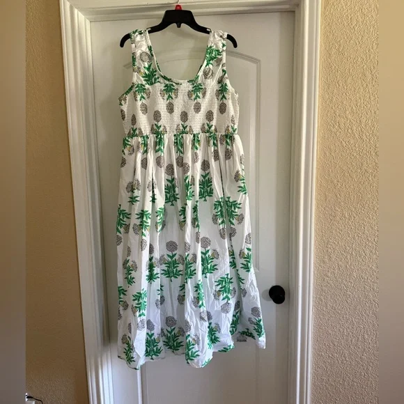 Lane Bryant | Dresses | Lane Bryant White And Green Tropical Print Dress |  Poshmark